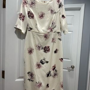 Satin silky flower print dress
